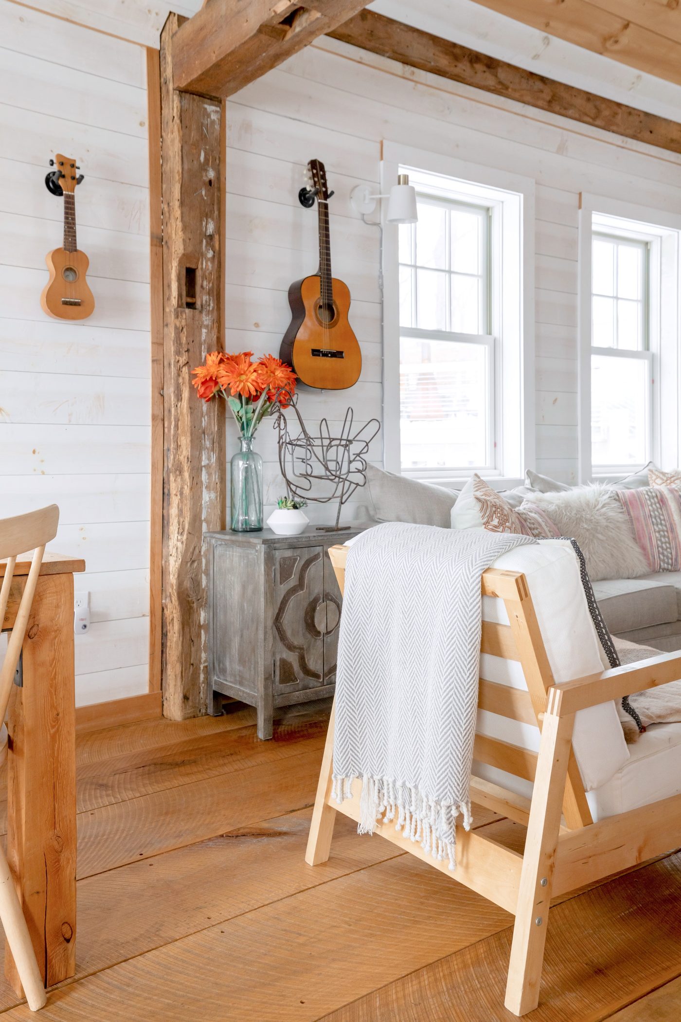 New England living room with wood floor